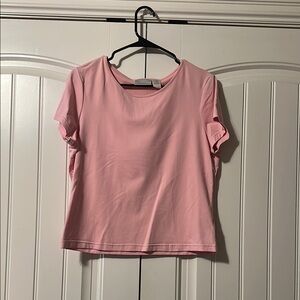 Worthington Pink Crop Fitted T-Shirt